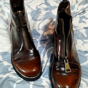 Electric karma brown zip up pu leather boots